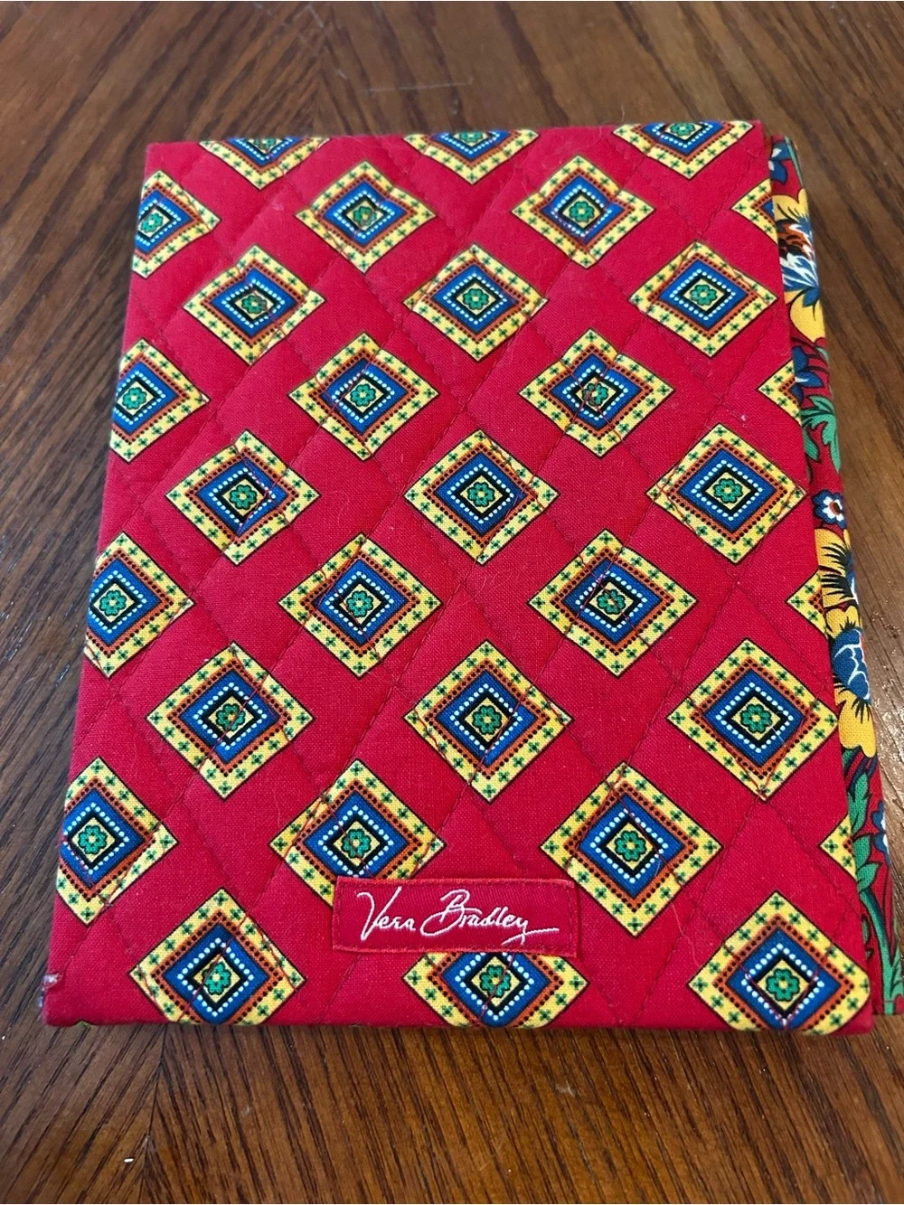 Vera Bradley Villa Red Quilted Bifold Double Picture Frame